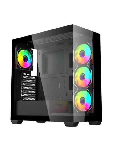 GABINETE XZEAL XZ-140 MIDI-TOWER ATX-MICRO-ATX-MINI-ITX USB 2.0-3.0 SIN FUENTE 4 VENTILADORES INSTALADOS NEGRO