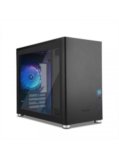 GABINETE YEYIAN HUSSAR CON VENTANA MINI TOWER MICRO-ATX-MINI-ITX USB 3.2 SIN FUENTE 1 VENTILADOR INSTALADO NEGRO