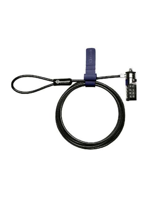 GETTTECH CANDADO PARA BLOQUEO DE PORTATILES TIPO KENSINGTON ALEACION DE ACERO LONGITUD DE 1200MM X 4MM MOD QLL001