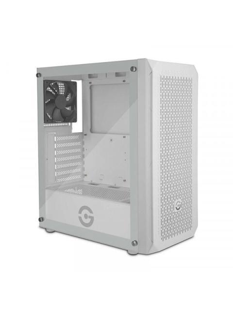 GETTTECH GABINETE GAMER MEDIA TORRE CON PANEL FRONTAL MALLA ATX-MICROATX-MINI ITX 1 VENTILADOR USB 2.0-3 0 COLOR BLANCO MOD. GCMASGX101WH