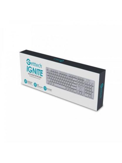 GETTTECH TECLADO RETROILUMINADO IGNITE BLANCO 105 TECLAS CONEXION USB ABS FRENTE Y GALVANIZADO ATRAS MOD. GTI20201B - Image 5