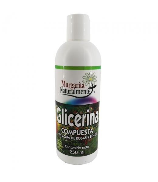 GLICERINA COMPUESTA DE 250ML CON AGUA DE ROSAS Y BENJUI MARGARITA SANAMENTE