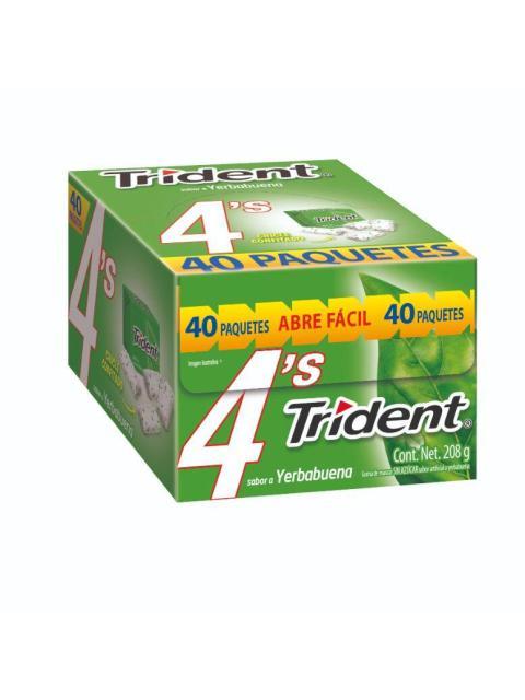 GOMA DE MASCAR TRIDENT CON MICROCAPSULAS SABOR YERBABUENA PAQUETE CON 40 PIEZAS DE 4 PASTILLAS