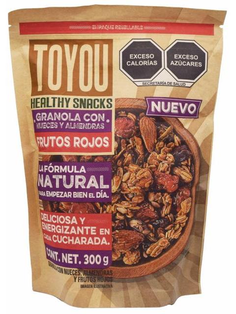 GRANOLA CON NUECES ALMENDRAS Y FRUTOS ROJOS 300 G TOYOU