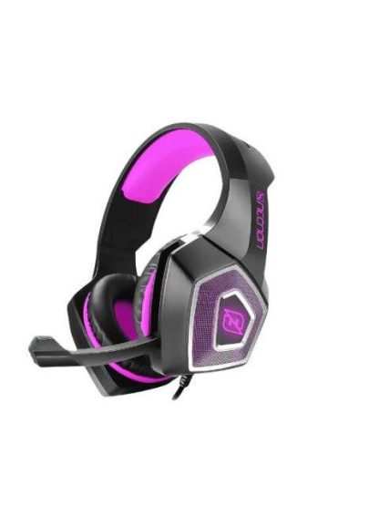 HEADSET GAMING OVEREAR NBHG DRAGON LED ALAMBRICO DIADEMA FLEXIBLE CON VIBRACION MICROFONO 3.5MM USB PC CONSOLAS CELULAR C-ADAPTADOR FUCSIA