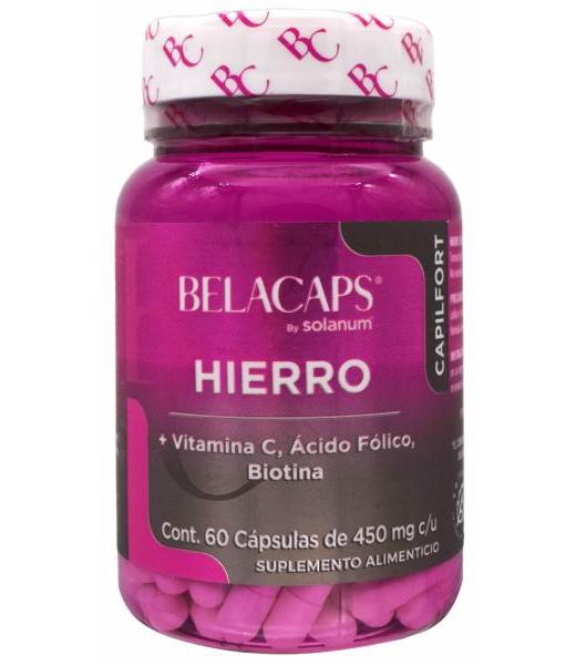 HIERRO VITAMINA C ACIDO FOLICO BIOTINA 60 CAP SOLANUM BELACAPS