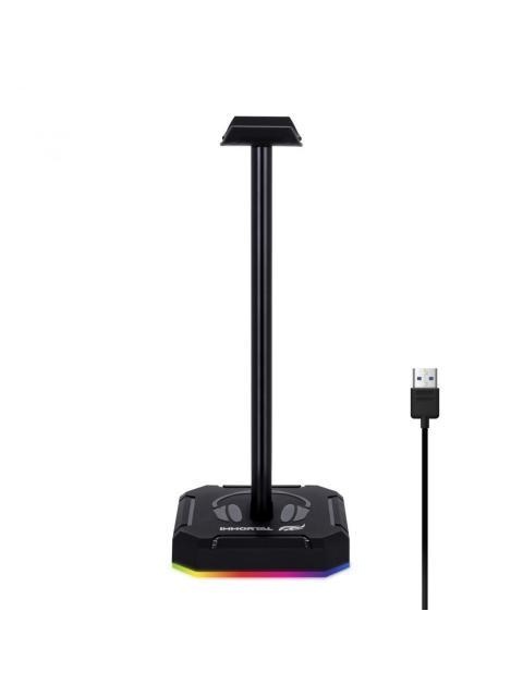 IMMORTAL GAMING BASE PARA AUDIFONOS GAMER IMGSA RGB USB NEGRO