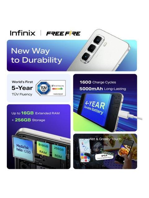 INFINIX HOT 50 PRO COLABORADO CON FREE FIRE AZUL DUAL SIM 256GB 8GB+8GB RAM FRECUENCIA DE ACTUALIZACION DE 120HZ MODELO DEL PROCESADOR MEDIATEK HELIO G100 - Image 6