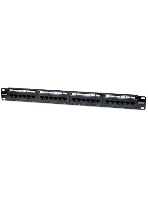 INTELLINET PANEL DE PARCHEO CAT5E 24 PUERTOS RJ-45 1U NEGRO