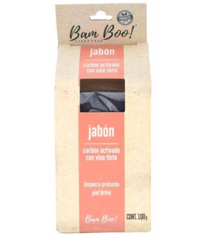 JABON CARBON ACTIVADO VINO TINTO 100 G BAM BOO LIFESTYLE
