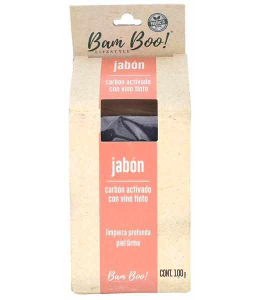 JABON CARBON ACTIVADO VINO TINTO 100 G BAM BOO LIFESTYLE