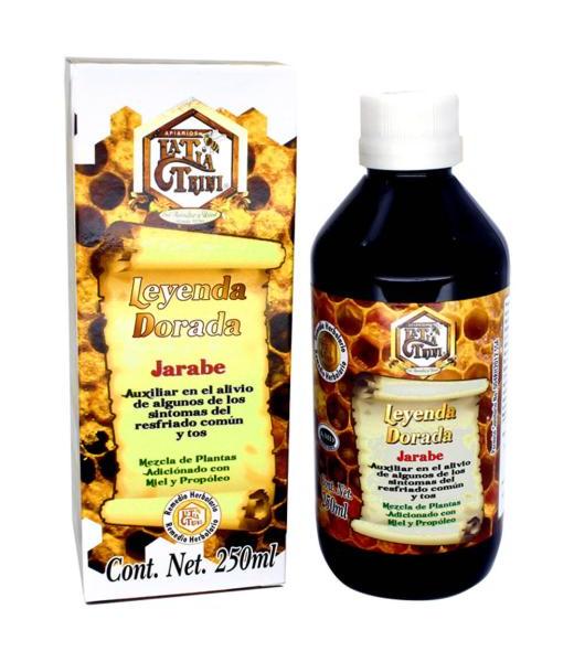 JARABE LEYENDA DORADA 250 ML MEZCLA DE PLANTAS ADIC. CON MIEL Y P LA TIA TRINI