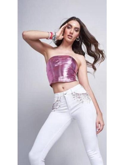 JEANS CON PEDRERIA CINTURA REGULAR RBD BLANCO SEVEN JEANS - Image 2