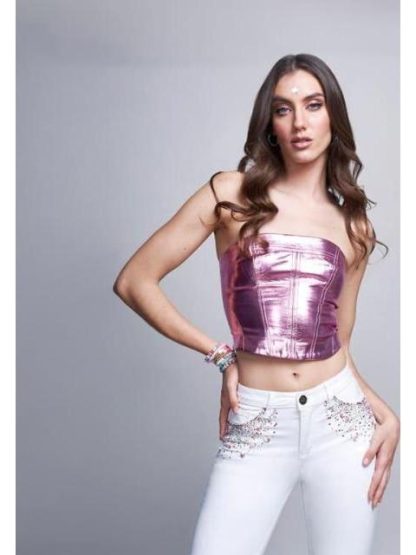 JEANS CON PEDRERIA CINTURA REGULAR RBD BLANCO SEVEN JEANS - Image 3
