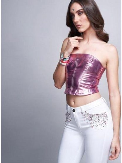 JEANS CON PEDRERIA CINTURA REGULAR RBD BLANCO SEVEN JEANS - Image 4