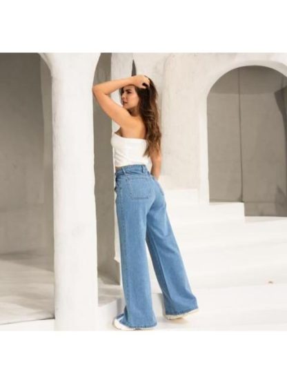 JEANS WIDE LEG CINTURA REGULAR GRIS FERGINO - Image 5