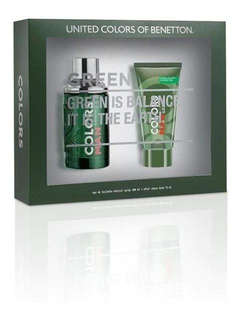 KIT BENETTON COLORS MAN GREEN EDT DE 100 ML O PARA DESPUES DEL AFEITADO DE 75 ML