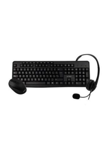 KIT DE TECLADO Y MOUSE ACTECK KT30 ALAMBRICO-INALAMBRICO USB NEGRO (ESPANOL) + AUDIFONOS