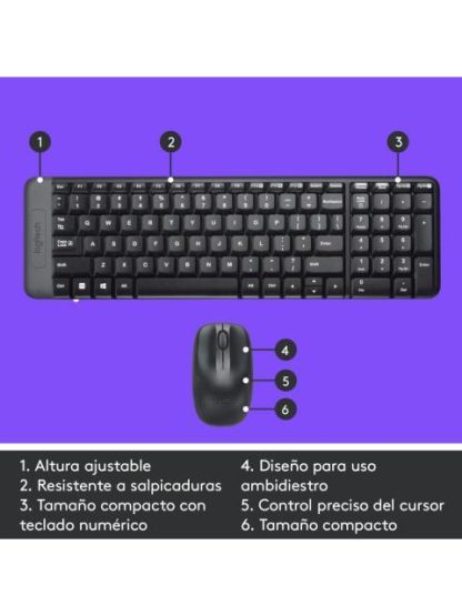KIT DE TECLADO Y MOUSE LOGITECH MK220 INALAMBRICO USB NEGRO (ESPANOL) - Image 7