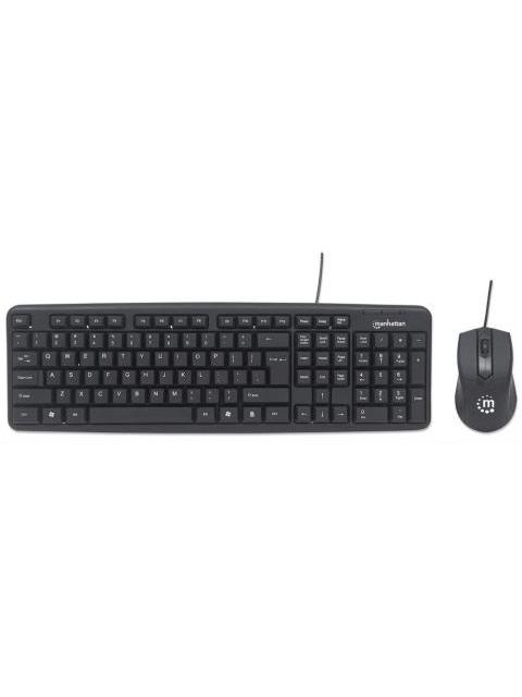 KIT DE TECLADO Y MOUSE MANHATTAN 178464 ALAMBRICO USB NEGRO (ESPANOL)