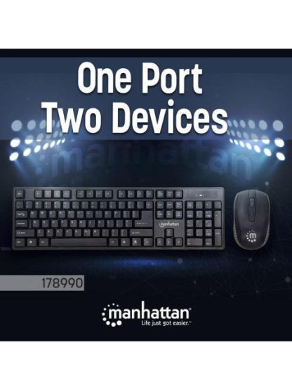 KIT DE TECLADO Y MOUSE MANHATTAN 178990 INALAMBRICO USB NEGRO (ESPANOL) - Image 2