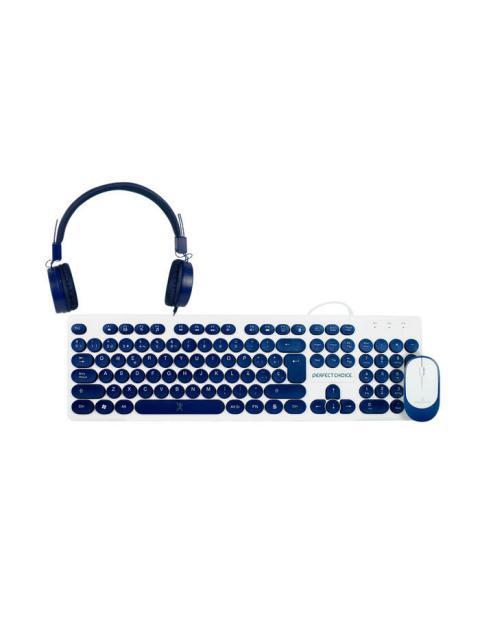 KIT DE TECLADO Y MOUSE PERFECT CHOICE FARBEN 3 EN 1 ALAMBRICO USB AZUL (ESPANOL)