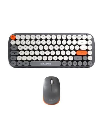 KIT DE TECLADO Y MOUSE TECHZONE TZ20COMB01-INA INALAMBRICO USB GRIS-NARANJA-BLANCO (INGLES)