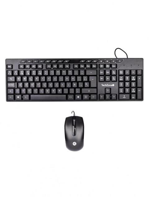 KIT DE TECLADO Y MOUSE TECHZONE TZACCBA01 ALAMBRICO USB NEGRO (ESPANOL)