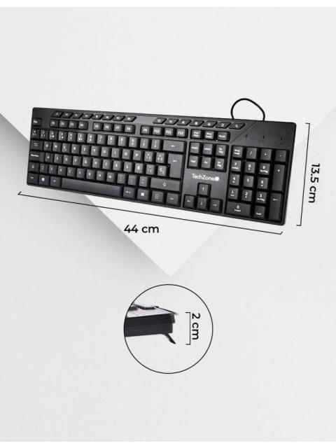 KIT DE TECLADO Y MOUSE TECHZONE TZACCBA01 ALAMBRICO USB NEGRO (ESPANOL) - Image 3