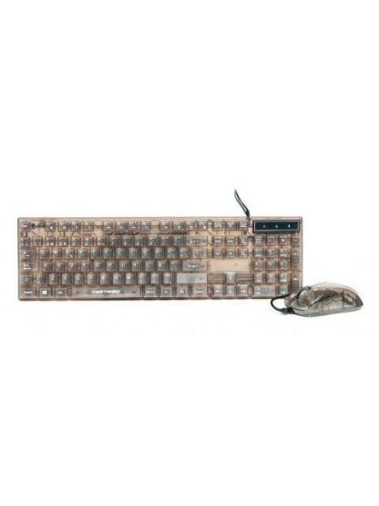 KIT GAMER DE TECLADO Y MOUSE PERFECT CHOICE HELUMO ALAMBRICO USB TRANSPARENTE ESPANOL