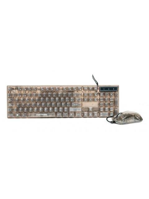 KIT GAMER DE TECLADO Y MOUSE PERFECT CHOICE HELUMO ALAMBRICO USB TRANSPARENTE ESPANOL
