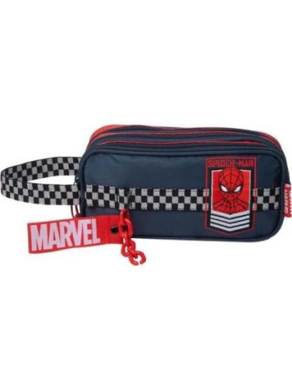 LAPICERA TRIPLE COMPARTIMENTO AZUL SPIDERMAN