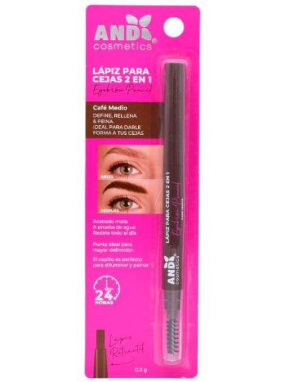 LAPIZ PARA CEJAS 2 EN 1 CAFE MEDIO 0.3 G AND