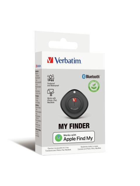 LOCALIZADOR BLUETOOTH MY FINDER VERBATIM 32130 1 PIEZA COLOR NEGRO SONIDO DE AVISO RESISTENTE AL AGUA Y POLVO.