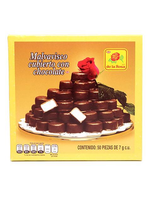 MALVAVISCO CUBIERTO CON CHOCOLATE DE LA ROSA PAQUETE CON 50 PIEZAS