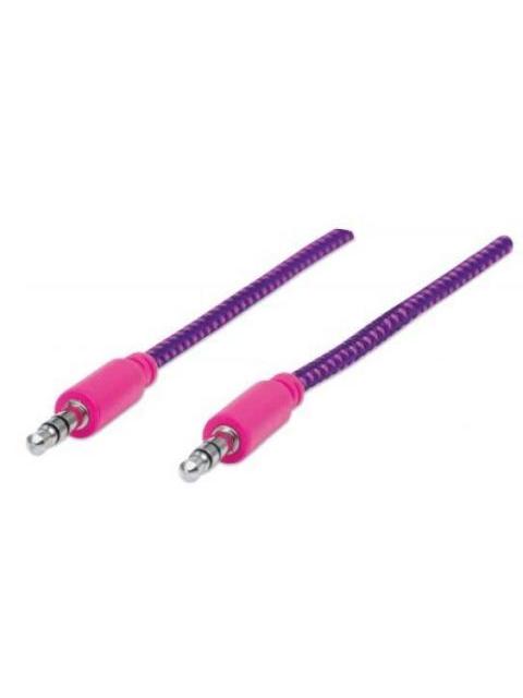 MANHATTAN 3.5MM MACHO - 3.5MM MACHO CON RECUBRIMIENTO TEXTIL 1.8 METROS MORADO-ROSA