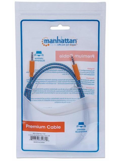 MANHATTAN 3.5MM MACHO - 3.5MM MACHO CON RECUBRIMIENTO TEXTIL 1 METRO AZUL-NARANJA - Image 6