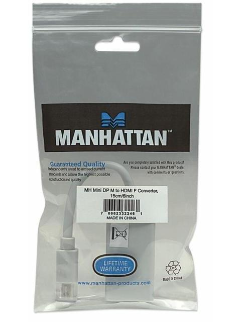 MANHATTAN ADAPTADOR MINI DISPLAYPORT 1.1 MACHO - HDMI HEMBRA 1080P 60HZ 15CM BLANCO - Image 6