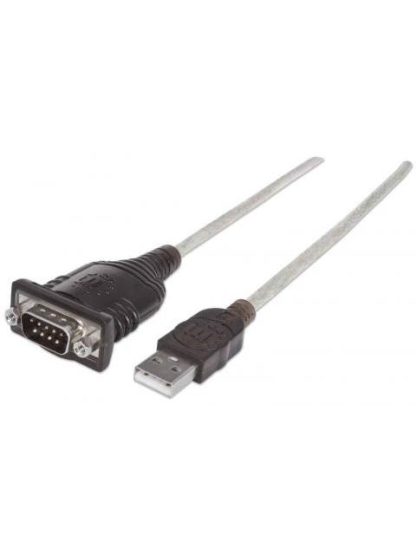 MANHATTAN ADAPTADOR RS-232 MACHO - USB MACHO 45CM TRANSPARENTE