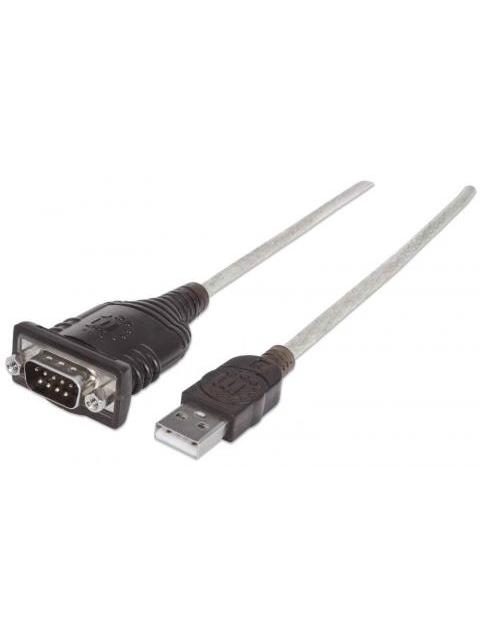 MANHATTAN ADAPTADOR RS-232 MACHO - USB MACHO 45CM TRANSPARENTE
