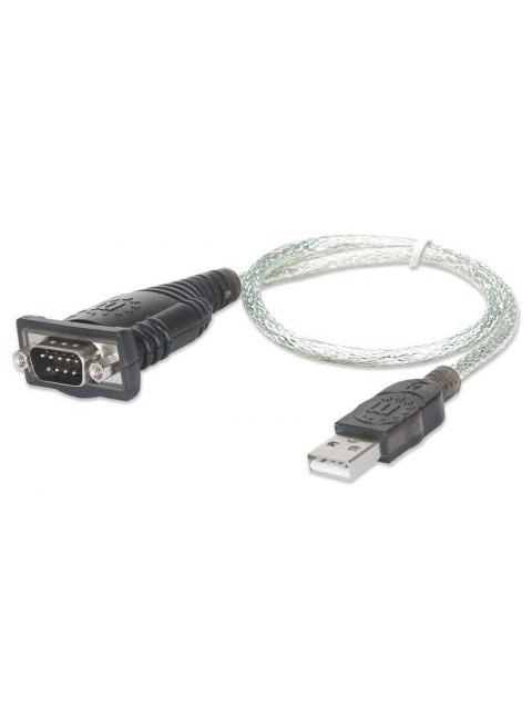 MANHATTAN ADAPTADOR USB A - SERIAL RS-232 0.45 METROS TRANSPARENTE