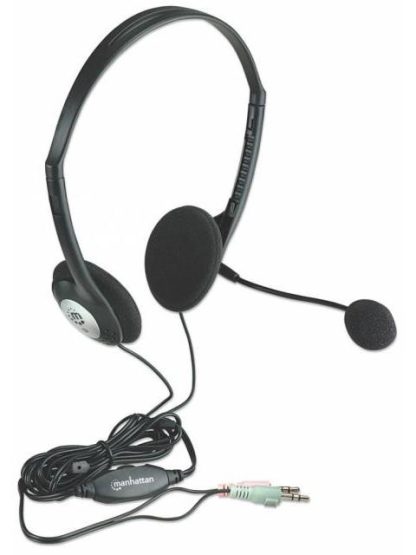 MANHATTAN AUDIFONOS CON MICROFONO 164429 ALAMBRICO NEGRO-PLATA - Image 2