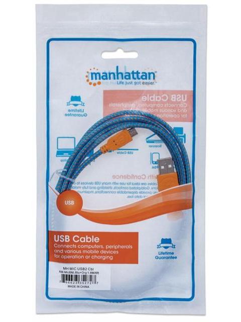 MANHATTAN CABLE CON RECUBRIMIENTO TEXTIL USB 2.0 A MACHO - MICRO USB 2.0 B MACHO 1.8 METROS AZUL-NARANJA - Image 7