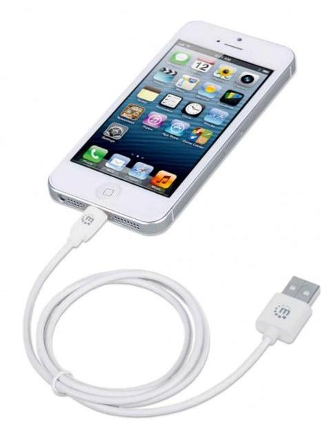 MANHATTAN CABLE DE CARGA CERTIFICADO MFI USB A 2.0 MACHO - LIGHTNING MACHO 1 METRO BLANCO PARA IPHONE-IPAD-IPOD - Image 7