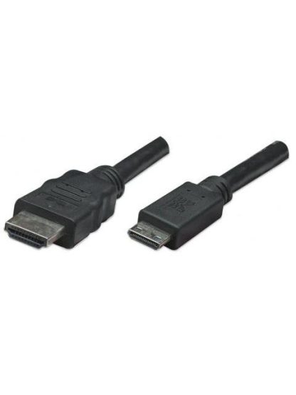 MANHATTAN CABLE HDMI DE ALTA VELOCIDAD MINI HDMI MACHO - HDMI MACHO 4K 1.8 METROS NEGRO