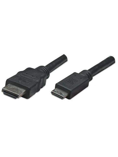 MANHATTAN CABLE HDMI DE ALTA VELOCIDAD MINI HDMI MACHO - HDMI MACHO 4K 1.8 METROS NEGRO