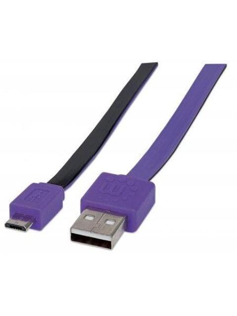 MANHATTAN CABLE PLANO USB 2.0 A MACHO - MICRO USB 2.0 B MACHO 1 METRO NEGRO-MORADO