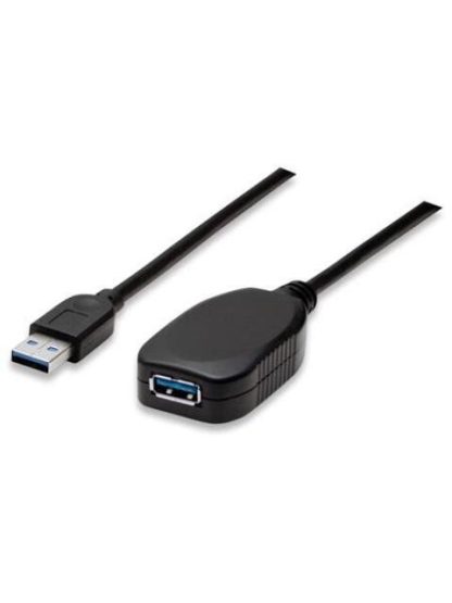 MANHATTAN CABLE USB 3.0 A MACHO - USB 3.0 A HEMBRA 5 METROS NEGRO