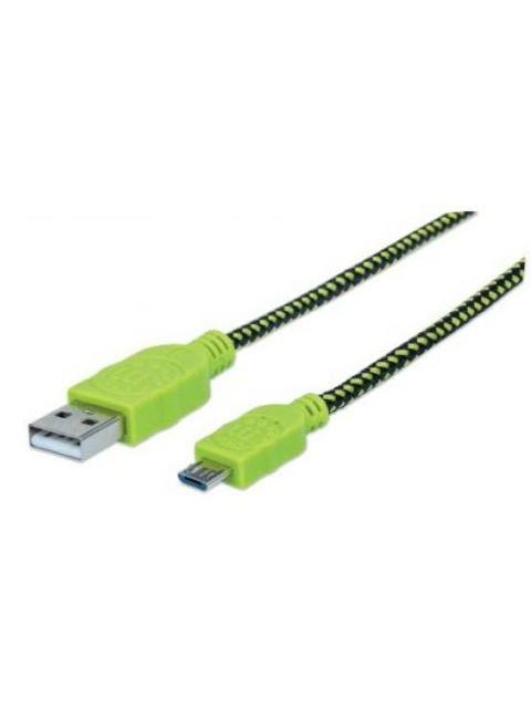 MANHATTAN CABLE USB A - MACHO - MICRO USB B - MACHO 1 METRO NEGRO-VERDE
