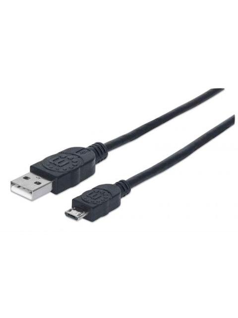 MANHATTAN CABLE USB A MACHO - MICRO USB B MACHO 50CM NEGRO